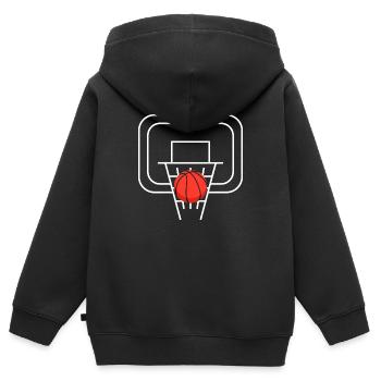 Basketball Korb mit dem Ball - Kinder Premium Organic Zip Hoodie - Schwarz - Hinten - AI Model Kid Male (0cm)