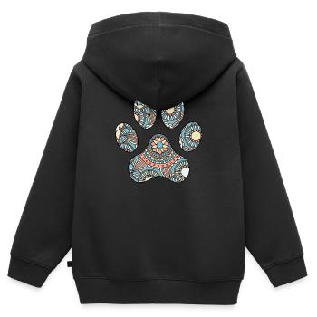 Hundepfote - Kinder Premium Organic Zip Hoodie - Schwarz - Hinten - AI Model Kid Male (0cm)