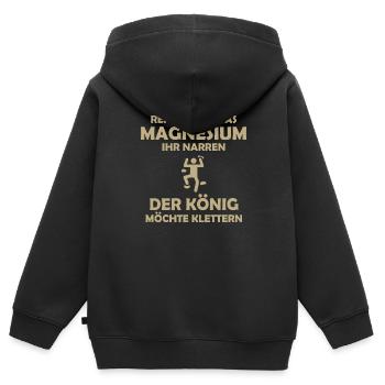 climbing - Kinder Premium Organic Zip Hoodie - Schwarz - Hinten - AI Model Kid Male (0cm)