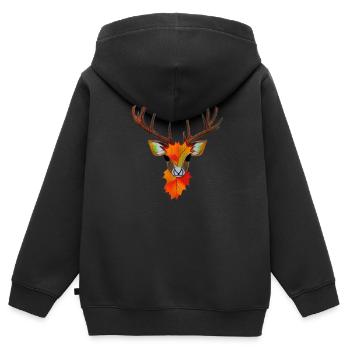 Hirschkopf im Herbst Hirsch Geweih Bock Reh Kitz 5 - Kinder Premium Organic Zip Hoodie - Schwarz - Hinten - AI Model Kid Male (0cm)