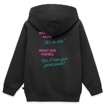 Kann ich deine Jacke haben? - Kinder Premium Organic Zip Hoodie - Schwarz - Hinten - AI Model Kid Male (0cm)