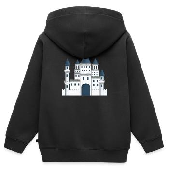 Chateau de prince et princesse bleu et blanc - Sweat Premium à capuche zippé enfant bio - noir - Dos - AI Model Kid Male (0cm)
