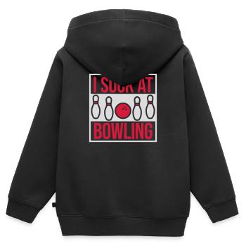 I suck at bowling - Kinder Premium Organic Zip Hoodie - Schwarz - Hinten - AI Model Kid Male (0cm)