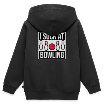 I suck at bowling - Kinder Premium Organic Zip Hoodie - Schwarz - Hinten - AI Model Kid Male (0cm)