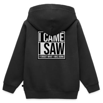 I came saw forget - Kinder Premium Organic Zip Hoodie - Schwarz - Hinten - AI Model Kid Male (0cm)