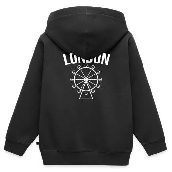 London - Kinder Premium Organic Zip Hoodie - Schwarz - Hinten - AI Model Kid Male (0cm)
