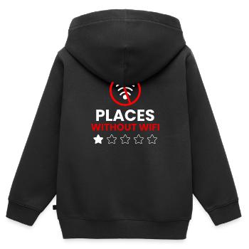 Pitches without WiFi - Kids Premium Organic Zip-up Hoodie - black - Back - AI Model Kid Male (0cm)