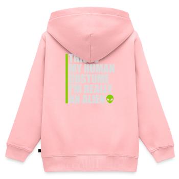 Citation extraterrestre de costume humain - Sweat Premium à capuche zippé enfant bio - rose - Dos - AI Model Kid Female (0cm)