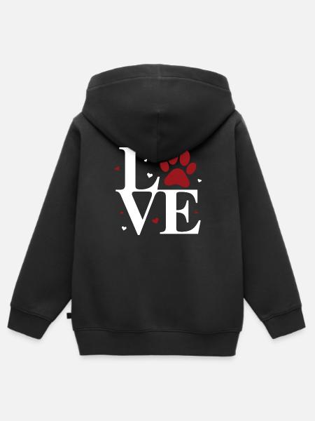 Love Paw - Kinder Premium Organic Zip Hoodie - Schwarz