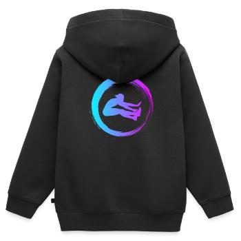 Sporty Hobby Leidenschaft Weitsprung - Kinder Premium Organic Zip Hoodie - Schwarz - Hinten - AI Model Kid Male (0cm)