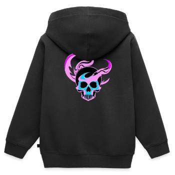 Feuerschädel Rauch pink Skelett Flammen 5 - Kinder Premium Organic Zip Hoodie - Schwarz - Hinten - AI Model Kid Male (0cm)