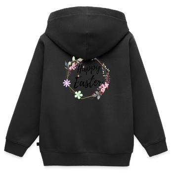Joyeuses Pâques - Sweat Premium à capuche zippé enfant bio - noir - Dos - AI Model Kid Male (0cm)