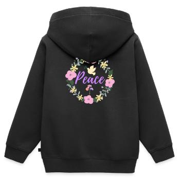 Peace - Kinder Premium Organic Zip Hoodie - Schwarz - Hinten - AI Model Kid Male (0cm)