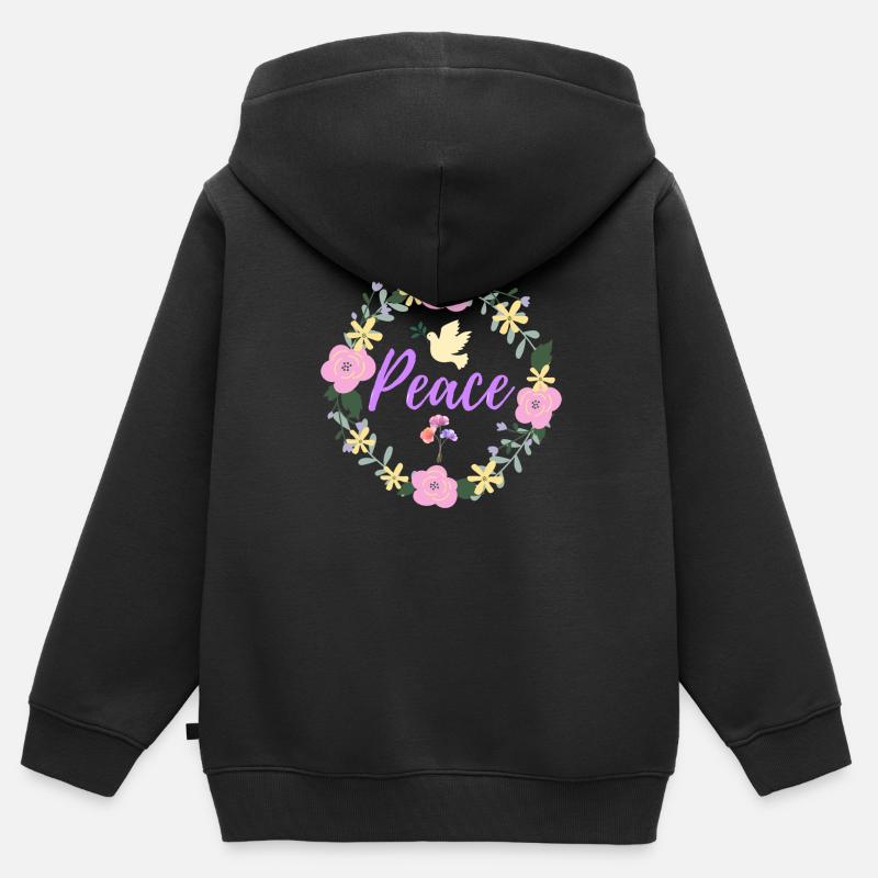 Paix - Sweat Premium à capuche zippé enfant bio - noir