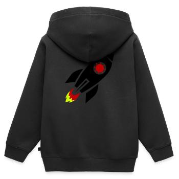 fusée - Sweat Premium à capuche zippé enfant bio - noir - Dos - AI Model Kid Male (0cm)