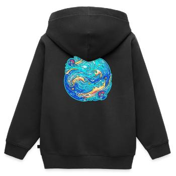 Wilder Ozean - Kinder Premium Organic Zip Hoodie - Schwarz - Hinten - AI Model Kid Male (0cm)