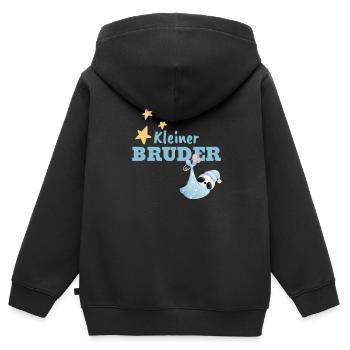 Kleiner Bruder Pander - Kinder Premium Organic Zip Hoodie - Schwarz - Hinten - AI Model Kid Male (0cm)