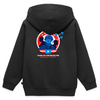 Thank You For Protecting Our Great Country Patriot - Sweat Premium à capuche zippé enfant bio - noir - Dos - AI Model Kid Male (0cm)