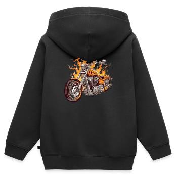 Moto chopper orange - Sweat Premium à capuche zippé enfant bio - noir - Dos - AI Model Kid Male (0cm)