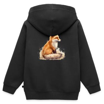 Roter Fuchs in der Natur Illustration Waldtier - Kinder Premium Organic Zip Hoodie - Schwarz - Hinten - AI Model Kid Male (0cm)