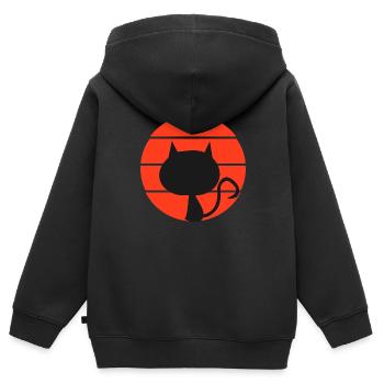 Style rétro Devil Cat - Sweat Premium à capuche zippé enfant bio - noir - Dos - AI Model Kid Male (0cm)
