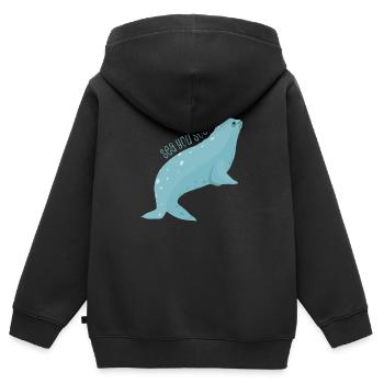 Meerestiere - Kinder Premium Organic Zip Hoodie - Schwarz - Hinten - AI Model Kid Male (0cm)