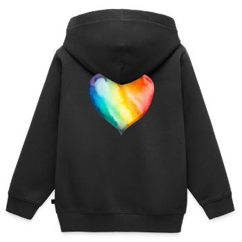 Regenbogen-Herz - Kinder Premium Organic Zip Hoodie - Schwarz - Hinten - AI Model Kid Male (0cm)