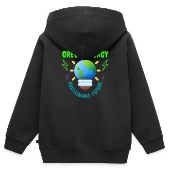 Grüne Energie, nachhaltige Zukunft - Kinder Premium Organic Zip Hoodie - Schwarz - Hinten - AI Model Kid Male (0cm)