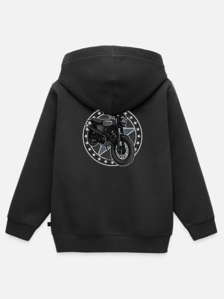 Schwalbe Scrambler // Illustration - Kinder Premium Organic Zip Hoodie - Schwarz