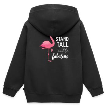 Fabuleux flamants roses - Sweat Premium à capuche zippé enfant bio - noir - Dos - AI Model Kid Male (0cm)