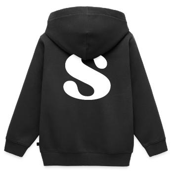 Buchstaben s - Kinder Premium Organic Zip Hoodie - Schwarz - Hinten - AI Model Kid Male (0cm)
