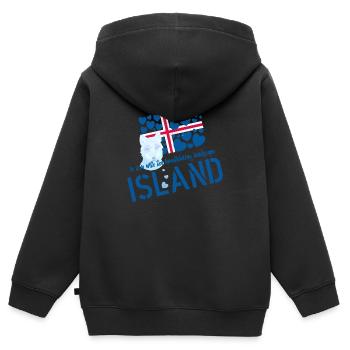 Islande Renard arctique Islande - Sweat Premium à capuche zippé enfant bio - noir - Dos - AI Model Kid Male (0cm)