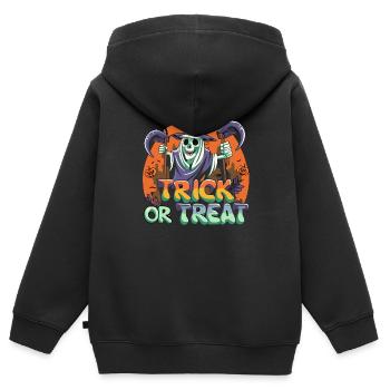 Halloween Der Sensenmann des Schreckens - Kinder Premium Organic Zip Hoodie - Schwarz - Hinten - AI Model Kid Male (0cm)