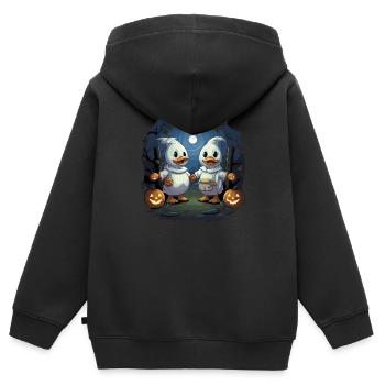 Cute Halloween Geese in Ghost Costume Halloween - Kids Premium Organic Zip-up Hoodie - black - Back - AI Model Kid Male (0cm)