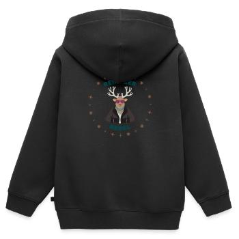 Reindeer Biker Rebell - Kinder Premium Organic Zip Hoodie - Schwarz - Hinten - AI Model Kid Male (0cm)
