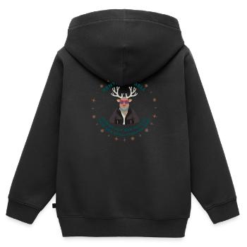 Rentier-Rebell auf der Flucht - Kinder Premium Organic Zip Hoodie - Schwarz - Hinten - AI Model Kid Male (0cm)