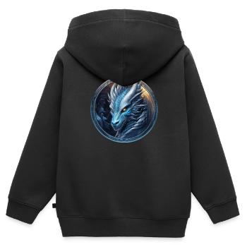 Krafttier Drache Stärke Schutz Drachenherz Magie - Kinder Premium Organic Zip Hoodie - Schwarz - Hinten - AI Model Kid Male (0cm)