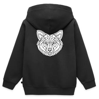 Visage de loup - Sweat Premium à capuche zippé enfant bio - noir - Dos - AI Model Kid Male (0cm)