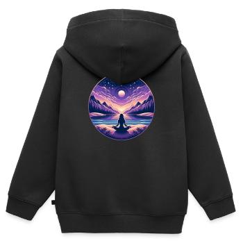 Gelassenes Meditations-Design - Kinder Premium Organic Zip Hoodie - Schwarz - Hinten - AI Model Kid Male (0cm)