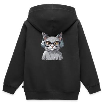 Grey Cat Web Developer - Kids Premium Organic Zip-up Hoodie - black - Back - AI Model Kid Male (0cm)