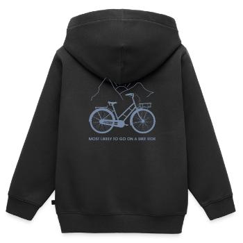Am ehesten werden Sie eine Fahrradtour machen - Kinder Premium Organic Zip Hoodie - Schwarz - Hinten - AI Model Kid Male (0cm)