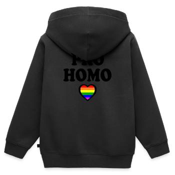Pro homo - Kinder Premium Organic Zip Hoodie - Schwarz - Hinten - AI Model Kid Male (0cm)