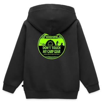 Avertissement de carpe - Sweat Premium à capuche zippé enfant bio - noir - Dos - AI Model Kid Male (0cm)