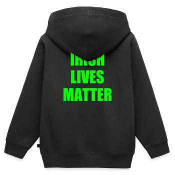 Irish lives matter - Sweat Premium à capuche zippé enfant bio - noir - Dos - AI Model Kid Male (0cm)