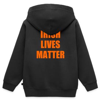 Irish lives matter - Sweat Premium à capuche zippé enfant bio - noir - Dos - AI Model Kid Male (0cm)