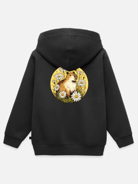 Capybara - Kinder Premium Organic Zip Hoodie - Schwarz
