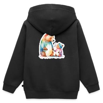 Une famille forte - Sweat Premium à capuche zippé enfant bio - noir - Dos - AI Model Kid Male (0cm)