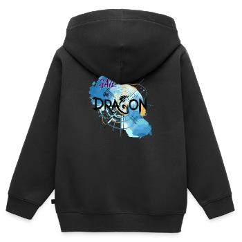 Rette den Drachen - Kinder Premium Organic Zip Hoodie - Schwarz - Hinten - AI Model Kid Male (0cm)