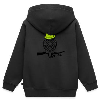 owl sir - Kinder Premium Organic Zip Hoodie - Schwarz - Hinten - AI Model Kid Male (0cm)