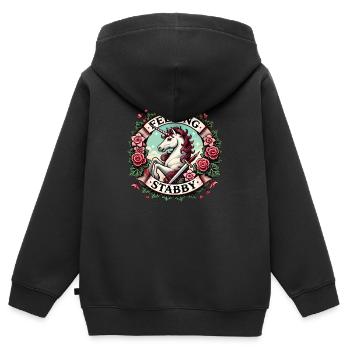 Se sentir Licorne poignardée - Sweat Premium à capuche zippé enfant bio - noir - Dos - AI Model Kid Male (0cm)